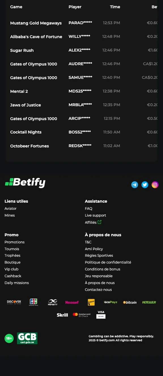 les bonus sur Betify